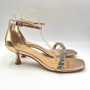 Jewel Badgley Mischka Size 9.5 Rose Gold Jeweled Dress‎ Sandals Heels Shoes